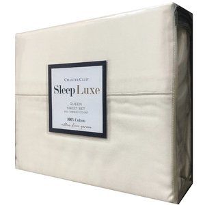 new IVORY Charter Club Sleep Luxe 800 TC 100% Cotton Sateen QUEEN Sheet Set